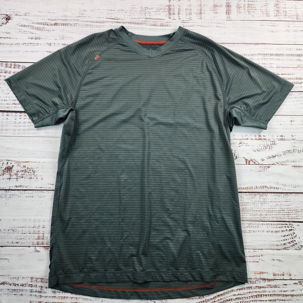 Rhone Sentry Shirt Mens L Green V Neck Short Sleeve X-Static XT2 Performance